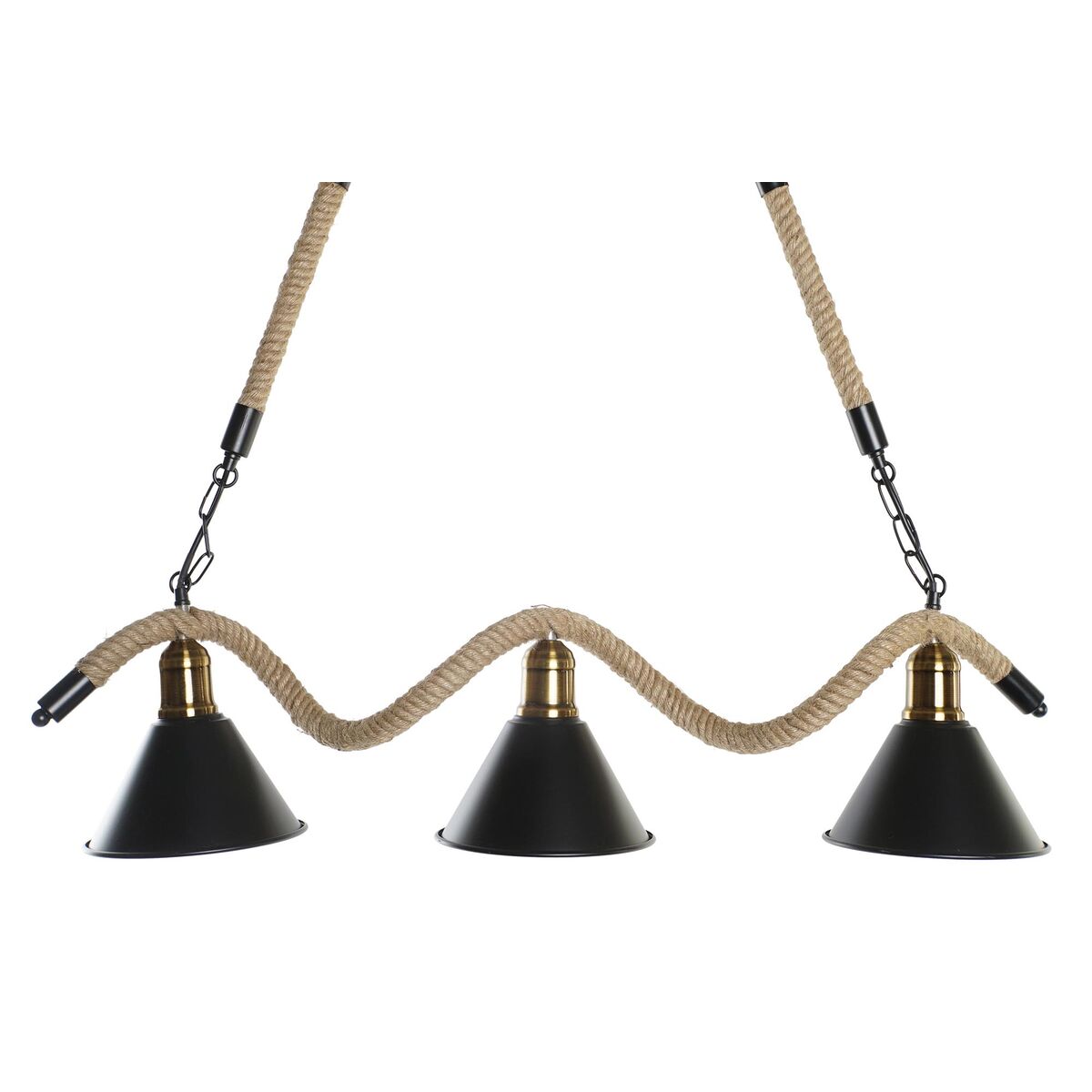 Lampadario Dkd Home Decor Naturale Nero Metallo Corda 50 W (85 X 18 X 20 Cm)