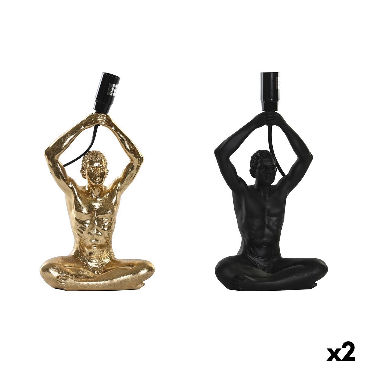 Lampada Da Tavolo Dkd Home Decor 25w Nero Dorato Uomo 220 V Moderno (16 X 10,5 X 25 Cm) (2 Unità)