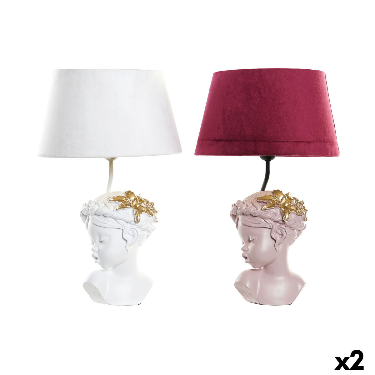 Lampada Da Tavolo Dkd Home Decor Rosso Resina Rosa Chiaro 220 V 50 W 30 X 30 X 49 Cm (2 Unità)