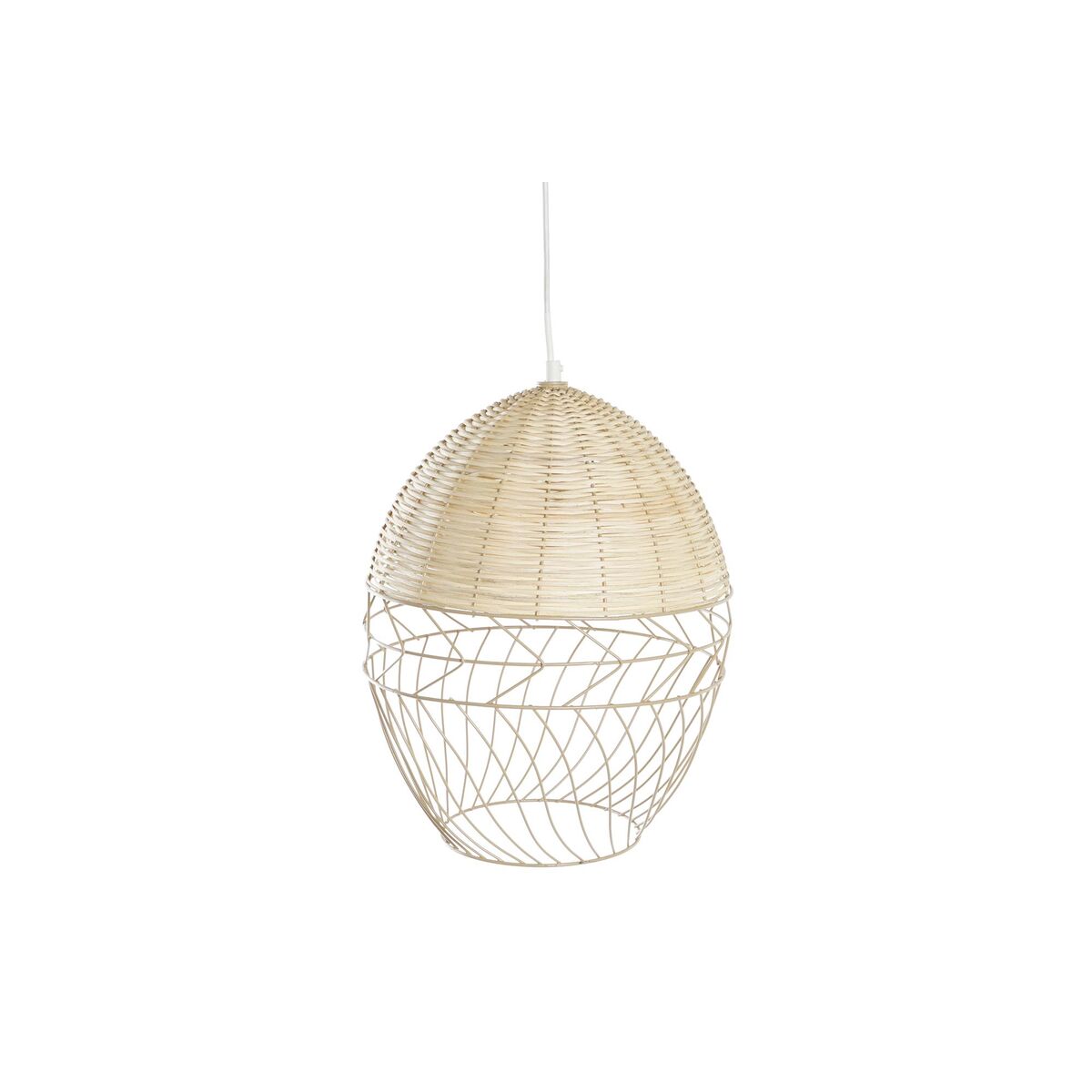 Lampadario Dkd Home Decor Metallo Bianco Marrone Chiaro Rattan 50 W (30 X 30 X 38 Cm)