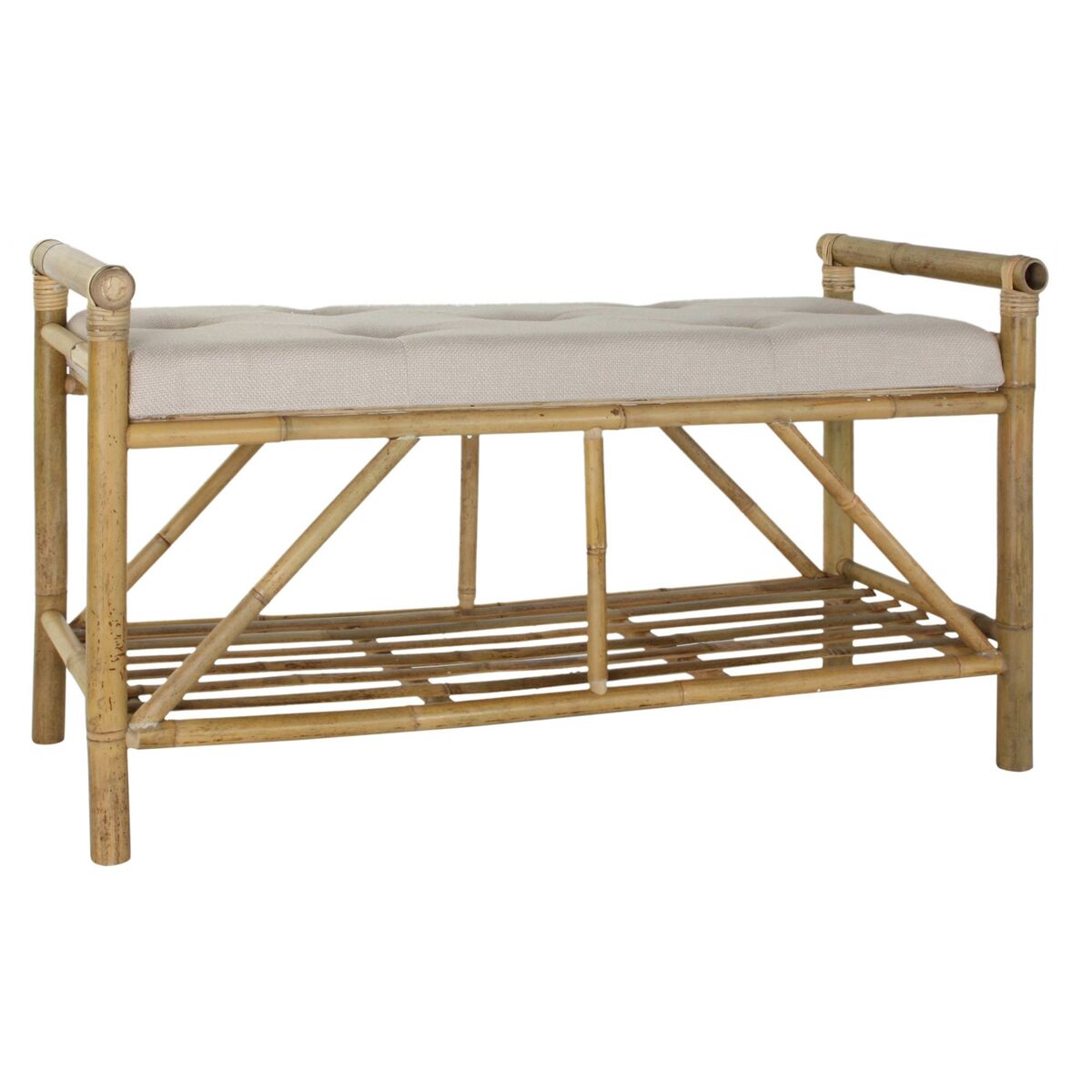 Panca Dkd Home Decor Naturale Beige Marrone Cotone Bambù (100 X 44 X 55 Cm)