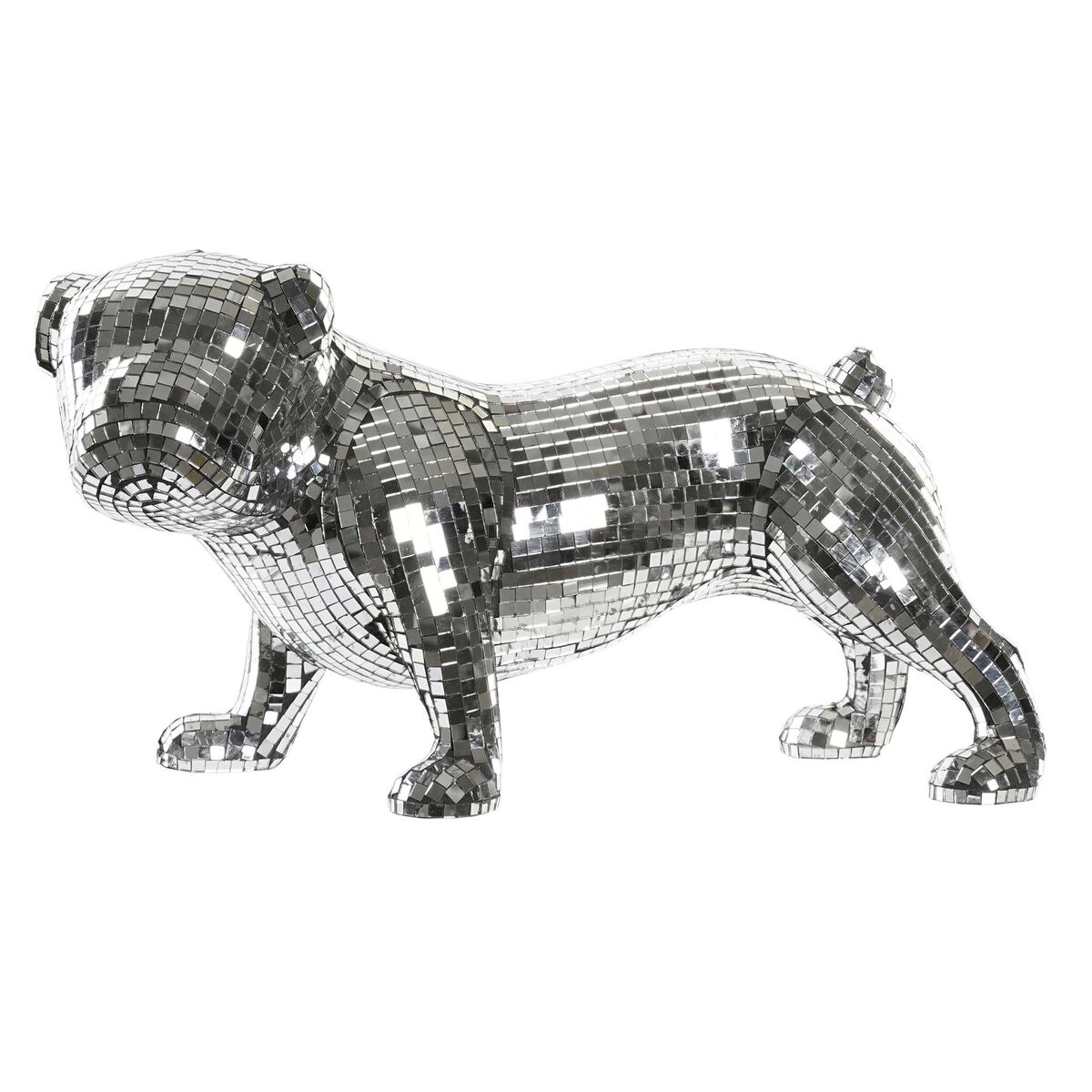 Statua Decorativa Dkd Home Decor Inglese Argentato Bulldog Resina Moderno (45,5 X 21,5 X 25 Cm)