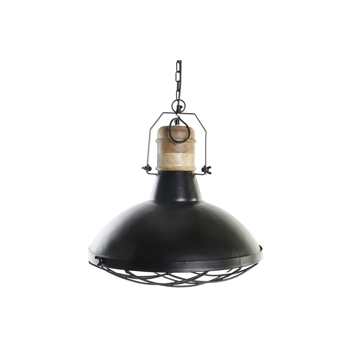 Lampadario Dkd Home Decor 52 X 52 X 57 Cm Nero Marrone Ferro Legno Di Mango 50 W