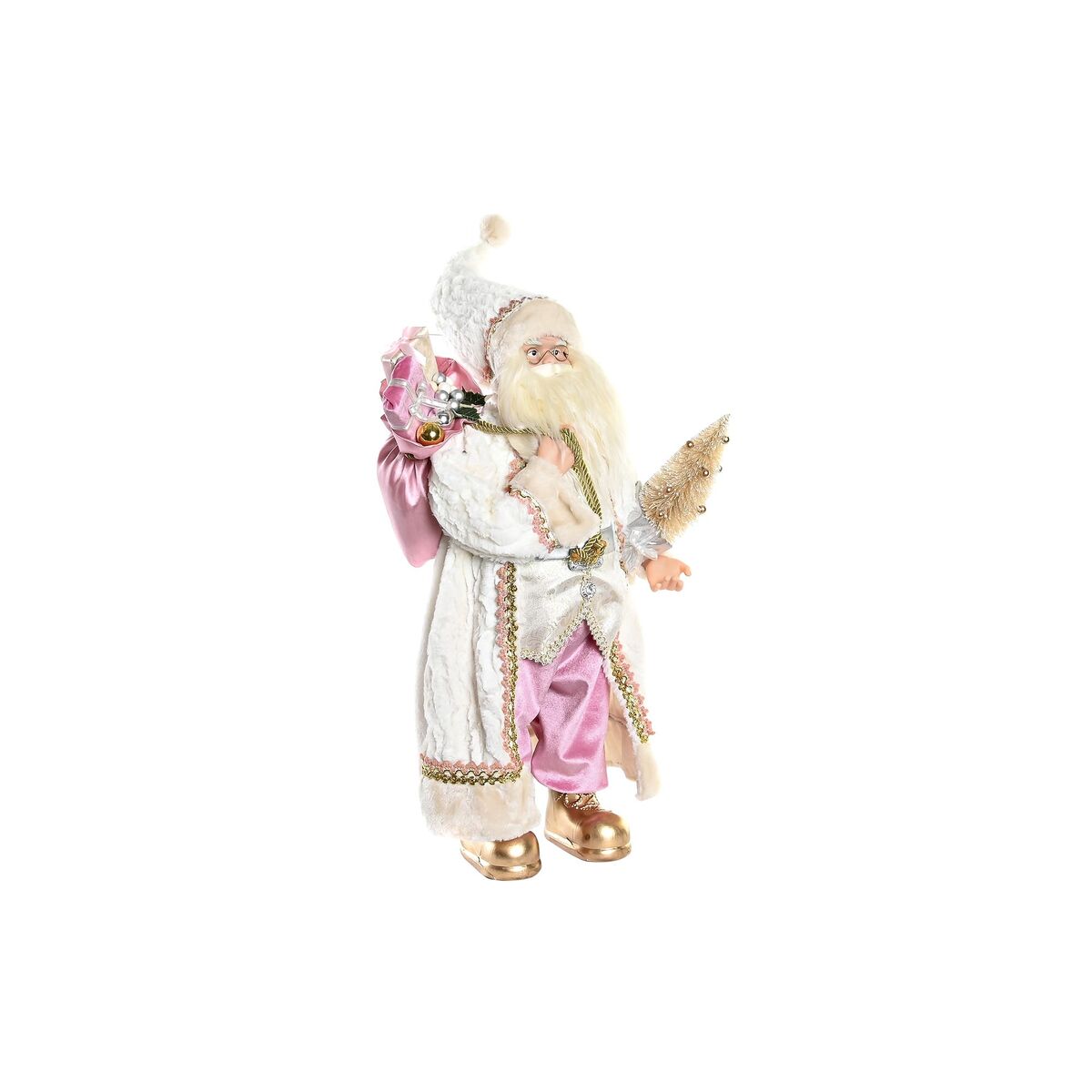 Statua Decorativa Dkd Home Decor Babbo Natale Natale Grigio Rosa Pvc Legno 32 X 20 X 60 cm