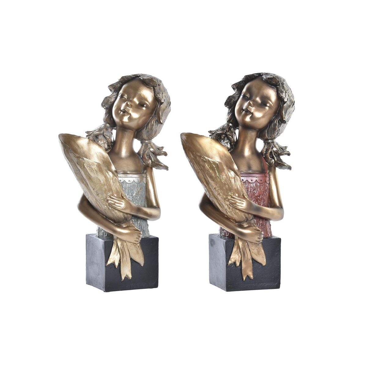 Statua Decorativa Dkd Home Decor 21 X 13 X 36 Cm Rosso Dorato Turchese (2 Unità)