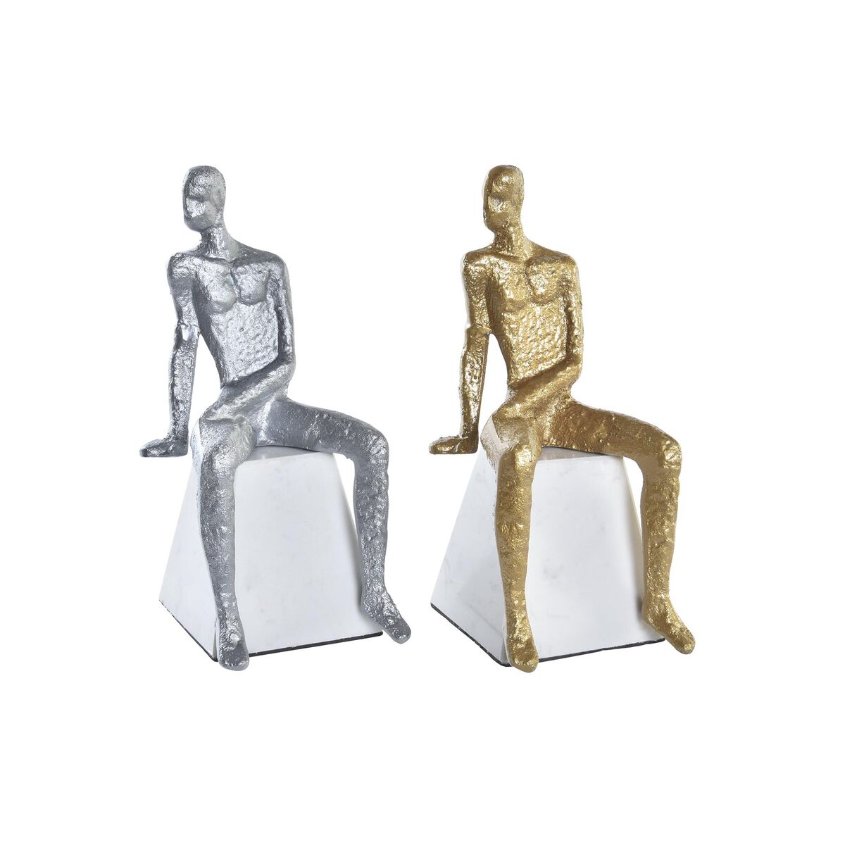 Statua Decorativa Dkd Home Decor 11 X 12 X 28 Cm Argentato Nero Bianco Uomo (2 Unità)