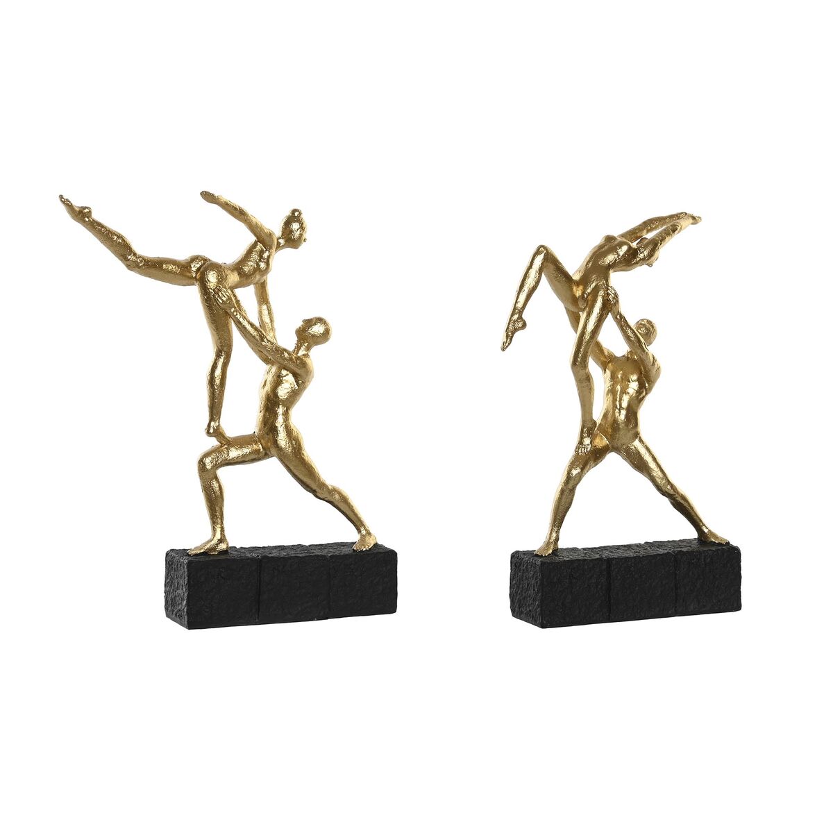 Statua Decorativa Dkd Home Decor 21 X 5,5 X 25,5 Cm Nero Dorato Ginnasta (2 Unità)