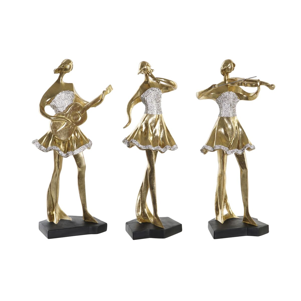 Statua Decorativa Dkd Home Decor Musica 20 X 12 X 41,5 Cm Ballerina Dorato Romantico (3 Unità)