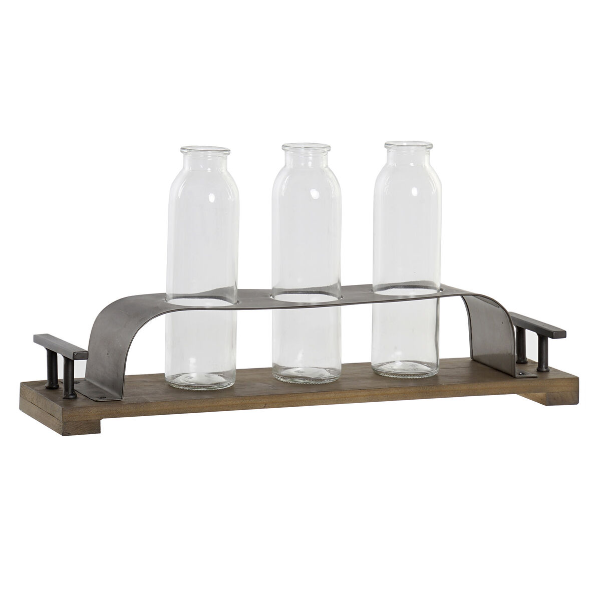 Vaso Dkd Home Decor Marrone Nero Metallo Cristallo 45 X 11 X 22 Cm (3 Pezzi)