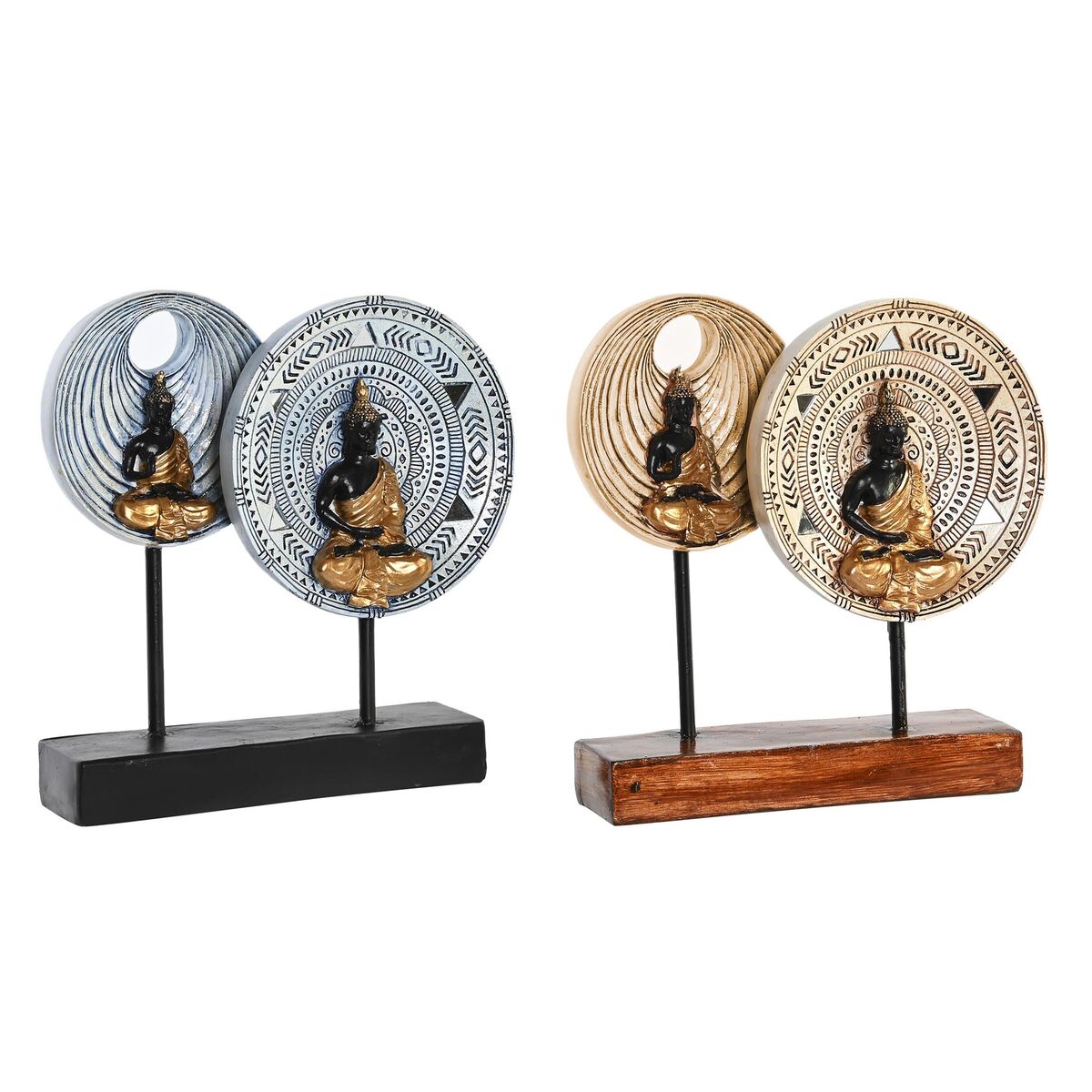 Statua Decorativa Dkd Home Decor 25 X 6,7 X 25,6 Cm Beige Azzurro Buddha Orientale (2 Unità)