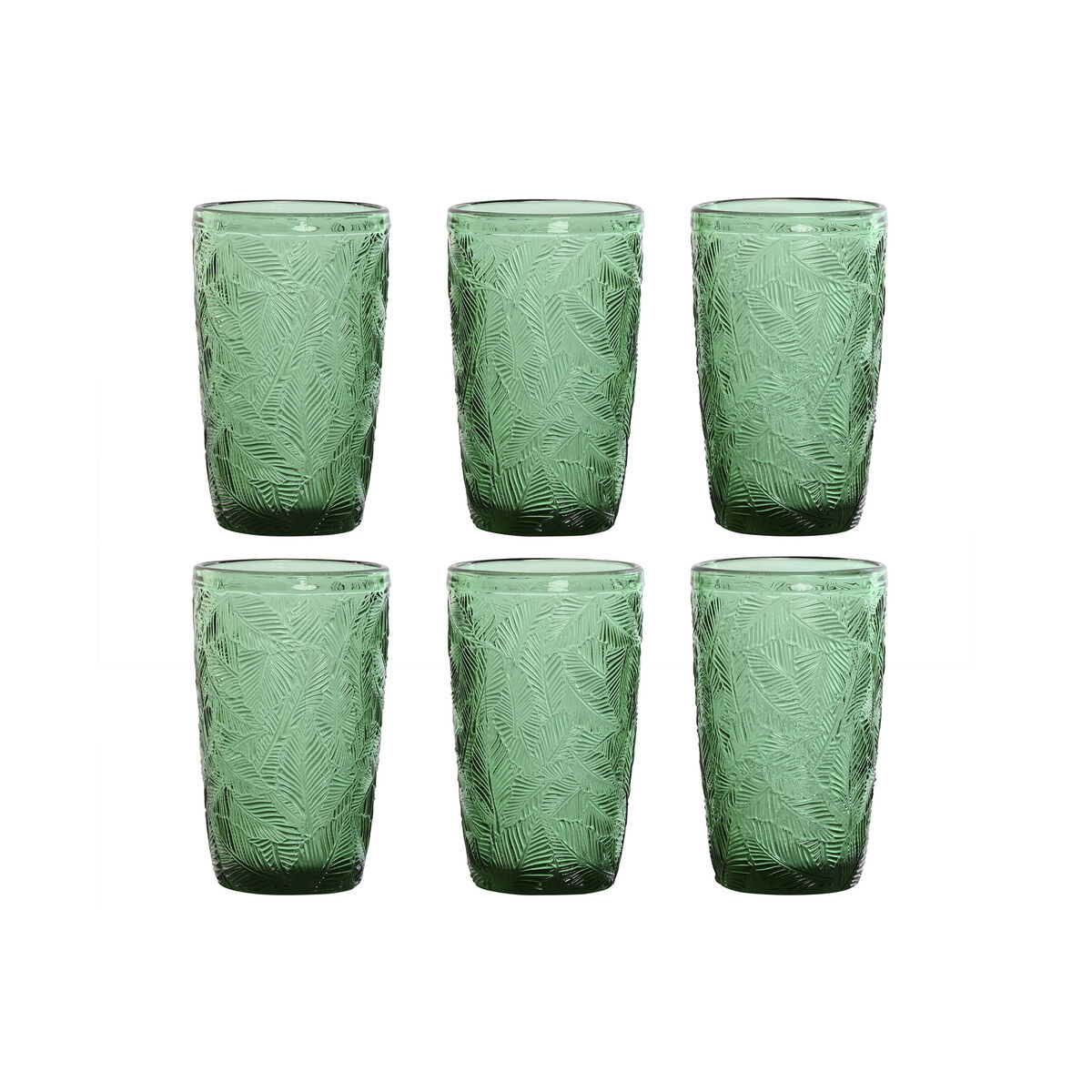 Set Di Bicchieri Home Esprit Verde Cristallo Con Rilievo 370 Ml (6 Unità)
