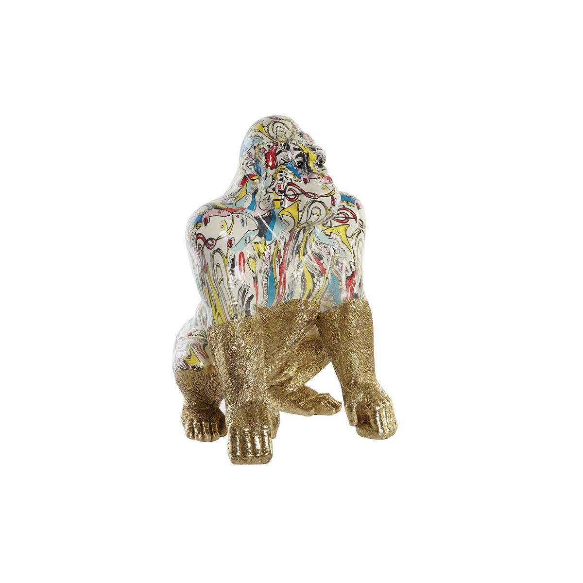 Statua Decorativa Dkd Home Decor 28,5 X 26,5 X 41 Cm Dorato Multicolore Gorilla