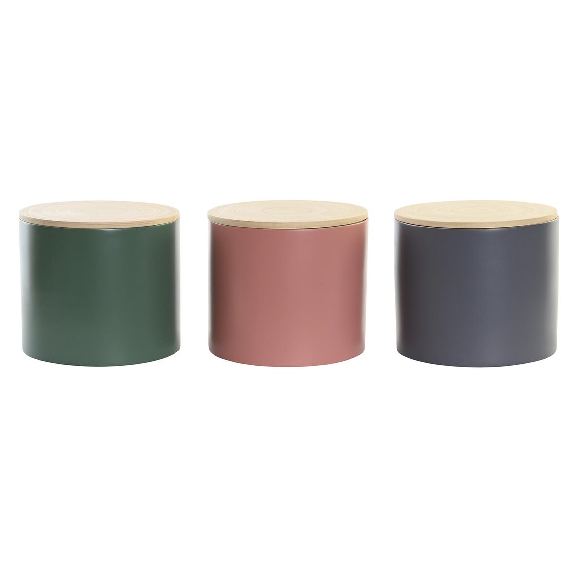 Barattolo Dkd Home Decor Bambù 2,6 L 18 X 18 X 16 Cm (3 Unità)