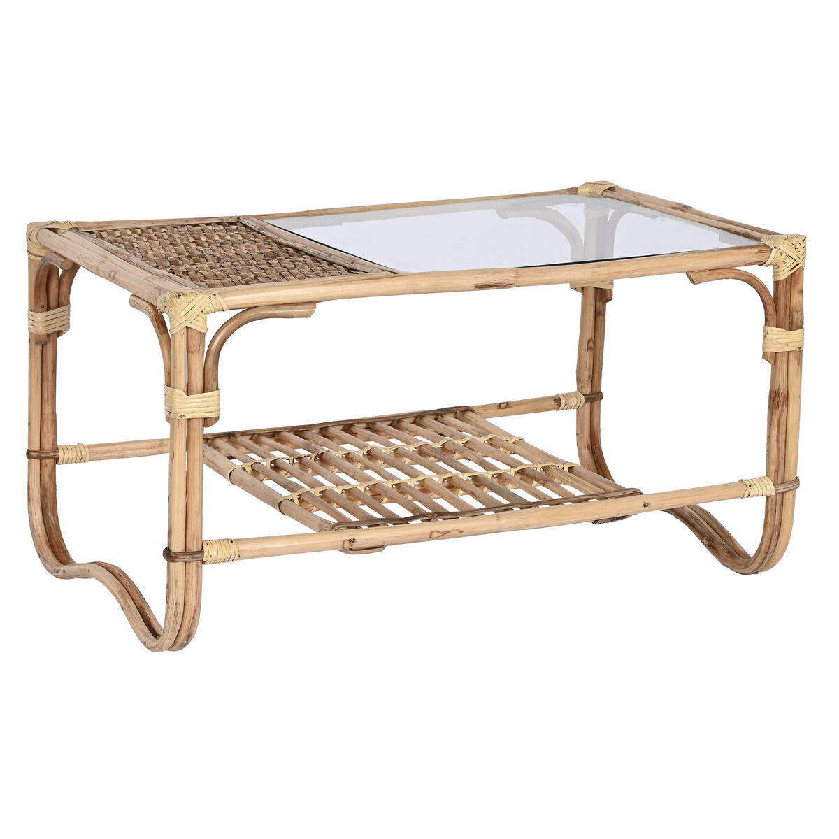 Tavolino Da Caffè Home Esprit Naturale Bambù Rattan 76 X 46 X 40 cm