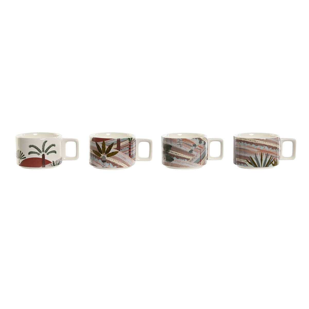 Set Di Tazze Da Caffè Home Esprit Beige Rosa Terracotta Lilla Metallo Bambù Dolomite 260 ml