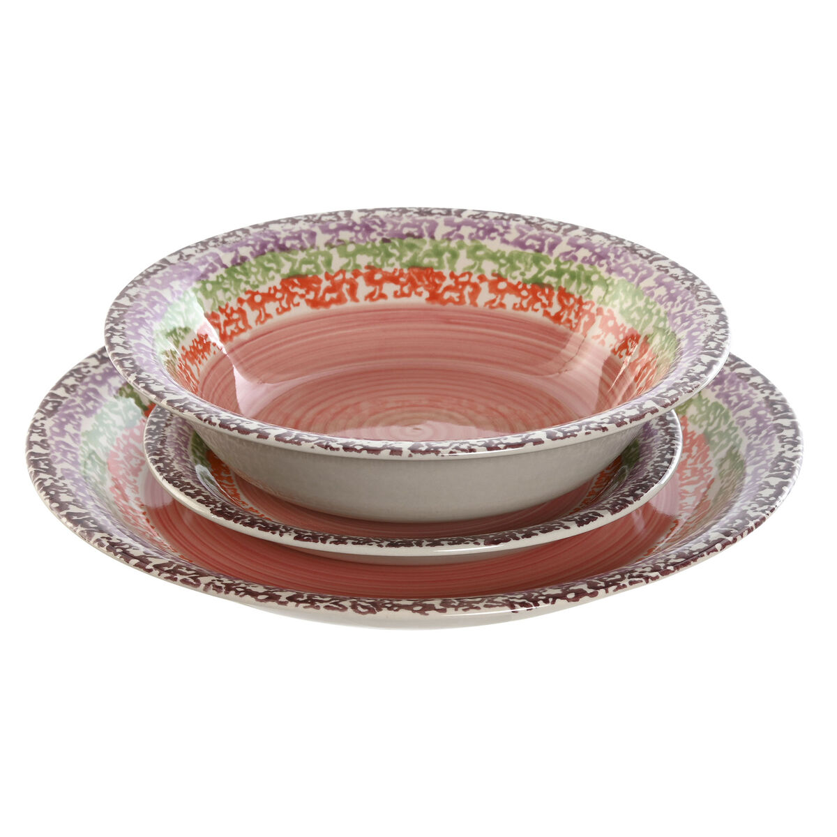 Servizio Di Piatti Home Esprit Rosa Gres 27 X 27 X 2 Cm 18 Pezzi