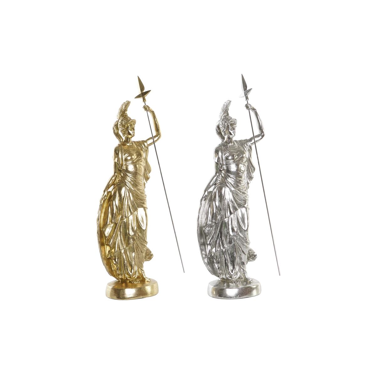 Statua Decorativa Dkd Home Decor 16,5 X 10,5 X 50 Cm Argentato Dorato Neoclassico (2 Unità)