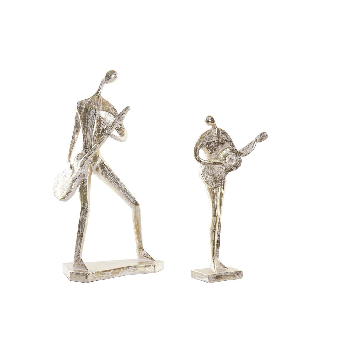 Statua Decorativa Dkd Home Decor 21 X 13 X 42 Cm 17 X 7,5 X 33 Cm Dorato Musicista (2 Unità)