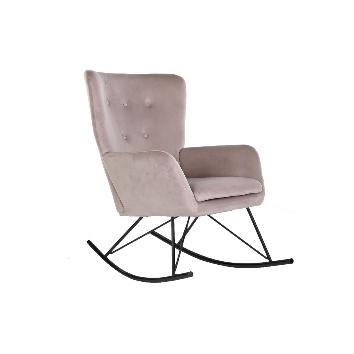 Sedia A Dondolo Home Esprit Nero Rosa Poliestere Metallo 68 X 90 X 92 cm