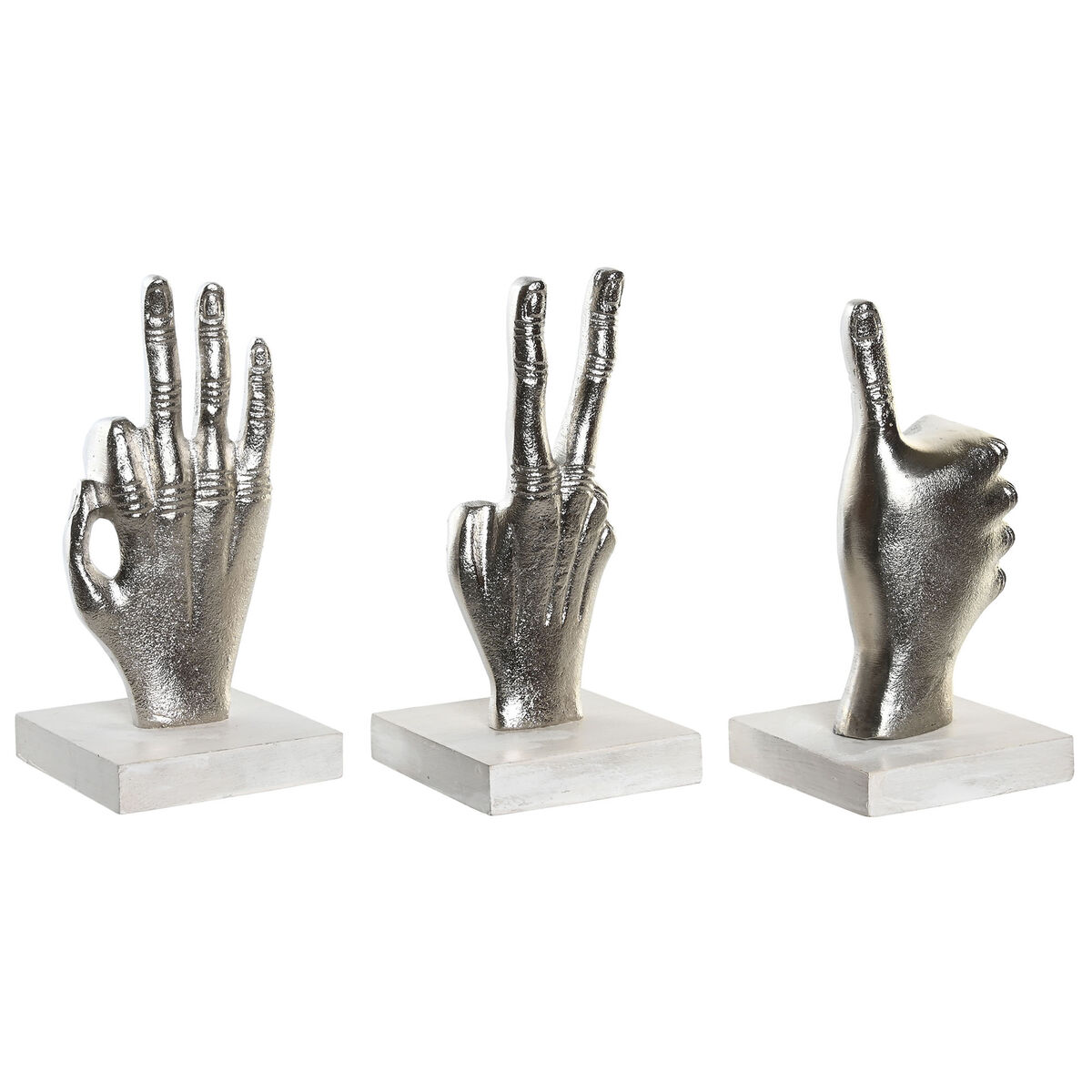 Statua Decorativa Dkd Home Decor Argentato 10 X 10 X 20 Cm (3 Unità)