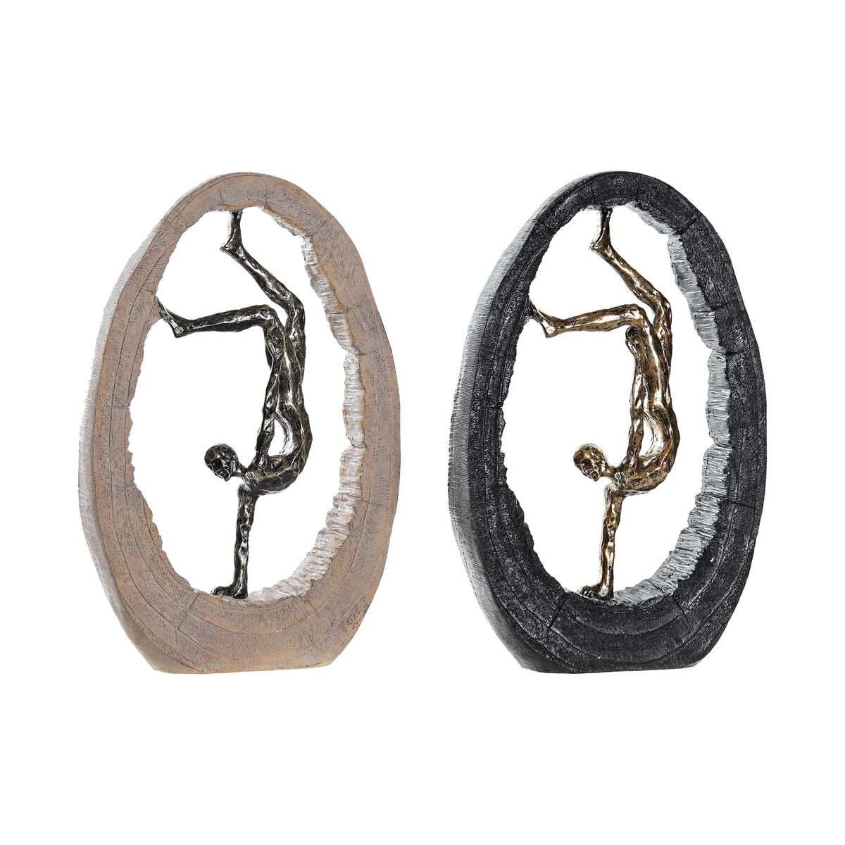 Statua Decorativa Dkd Home Decor 24 X 8 X 36 Cm Nero Dorato (2 Unità)