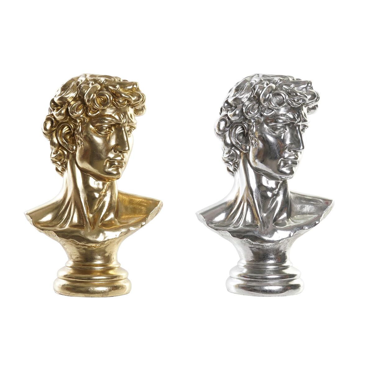 Statua Decorativa Dkd Home Decor 24,5 X 17,5 X 36 Cm Argentato Dorato Busto Neoclassico (2 Unità)