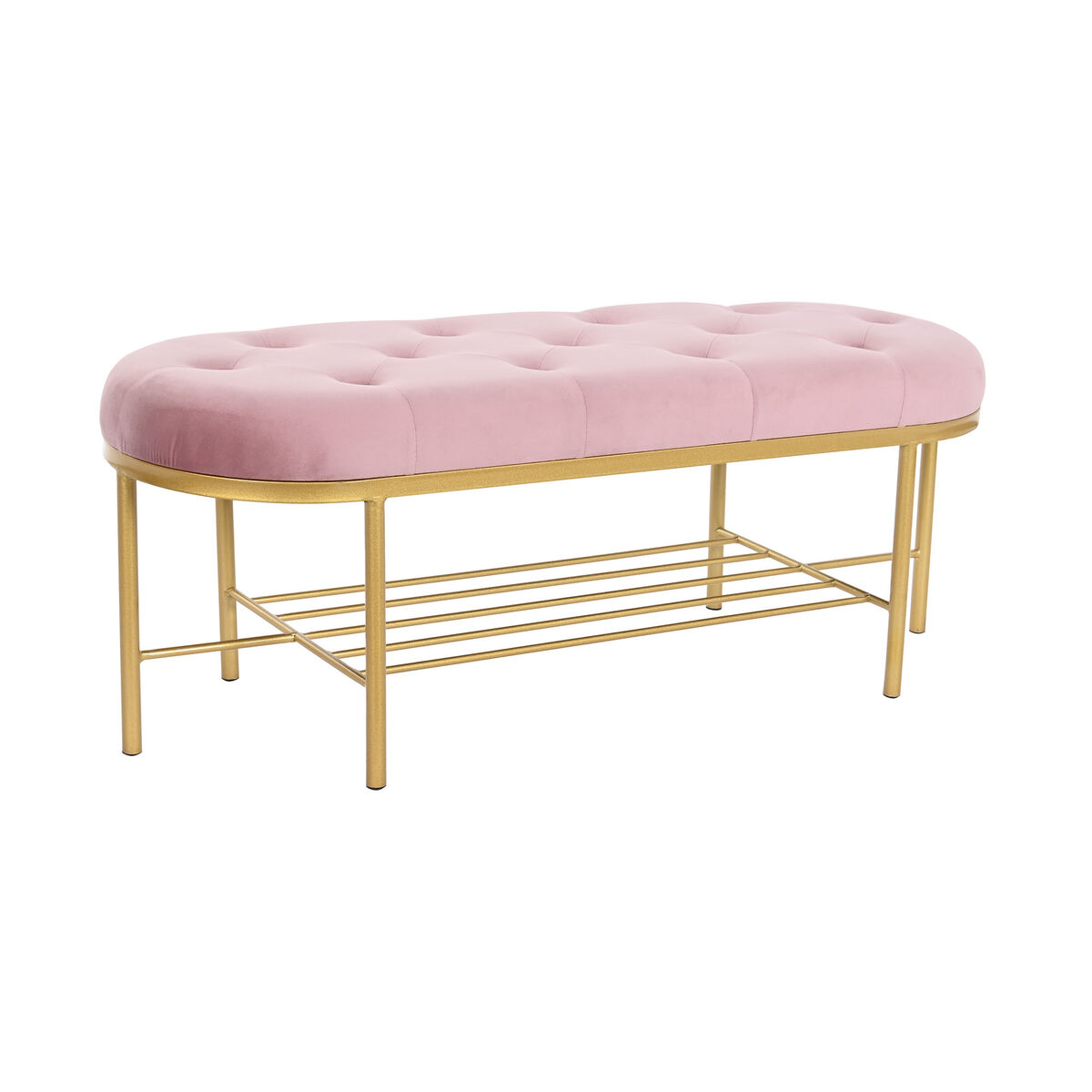 Panca Dkd Home Decor 100 X 35 X 40 Cm Rosa Dorato Metallo