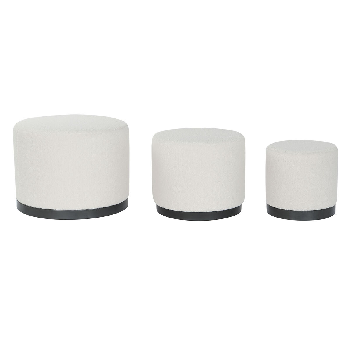 Poggiapiedi Dkd Home Decor Bianco Nero Poliestere Legno Mdf Scandi 60 X 60 X 45 Cm (3 Unità)