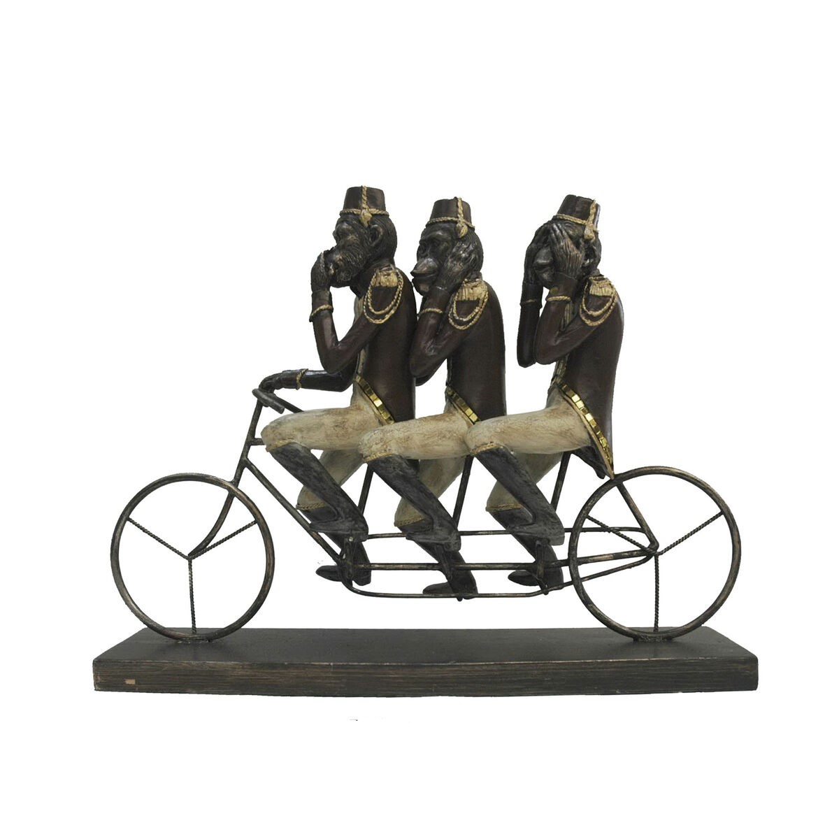 Statua Decorativa Dkd Home Decor Scimmia Triciclo Nero Dorato Metallo Resina Coloniale (40 X 9 X 31 Cm)