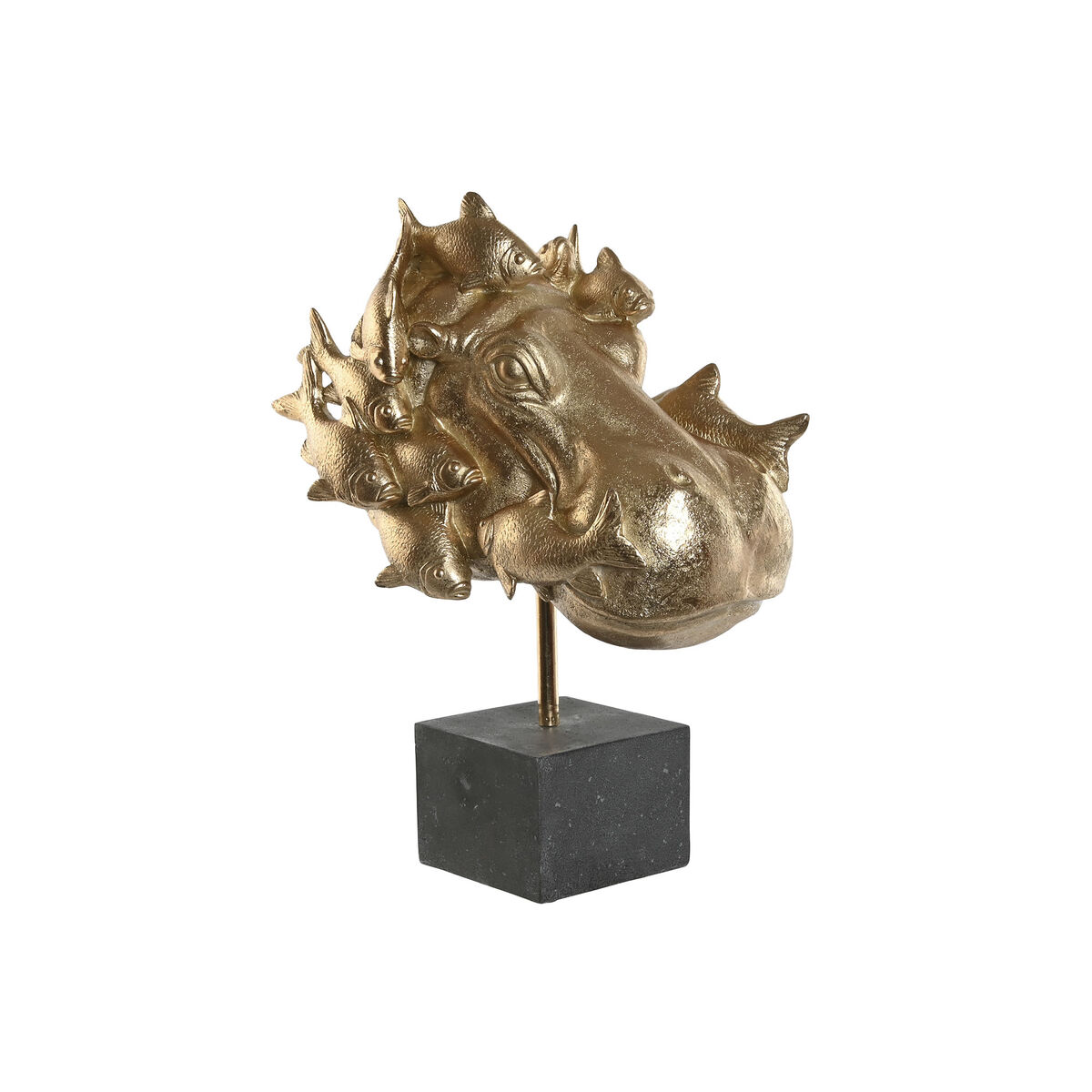 Statua Decorativa Home Esprit Nero Dorato Ippopotamo 33 X 21,5 X 45 cm