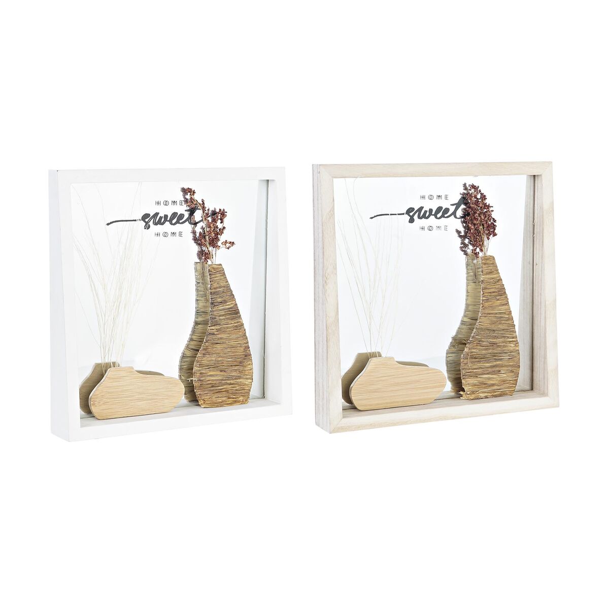 Specchio Da Parete Dkd Home Decor Bianco Naturale Cottage 25 X 4 X 25 Cm (2 Unità)