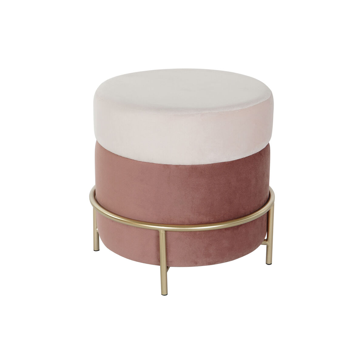 Poggiapiedi Dkd Home Decor Rosa Dorato Metallo Velluto 48 X 48 X 47 cm