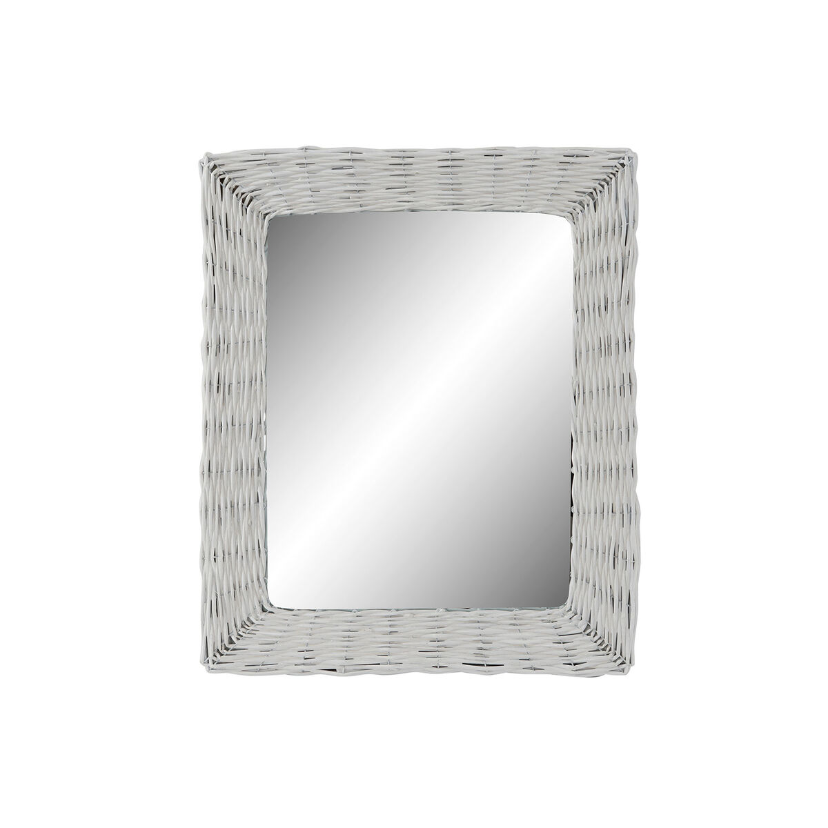 Specchio Da Parete Dkd Home Decor Bianco Cottage Intrecciato 53,5 X 4 X 62,5 cm