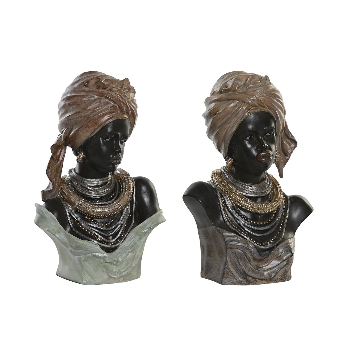 Statua Decorativa Dkd Home Decor 26 X 17 X 40 Cm Nero Beige Coloniale Africana (2 Unità)