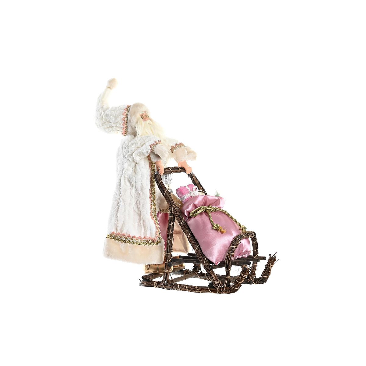Statua Decorativa Dkd Home Decor Babbo Natale Natale Grigio Rosa Legno 42 X 22 X 50 cm