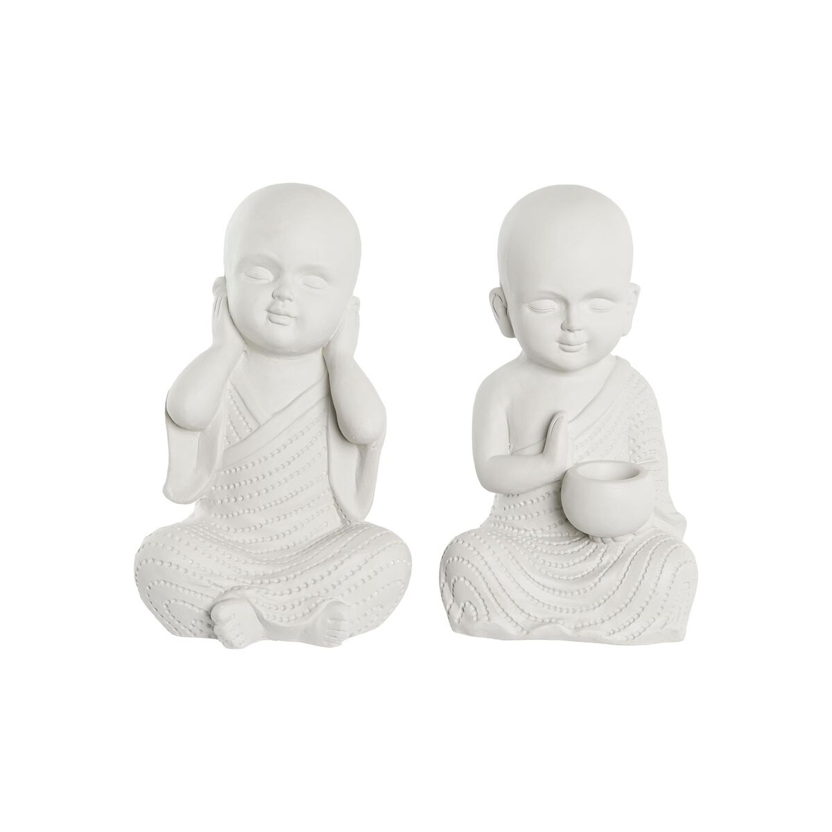 Statua Decorativa Dkd Home Decor 25,5 X 19 X 39 Cm Bianco Frate Orientale (2 Unità)