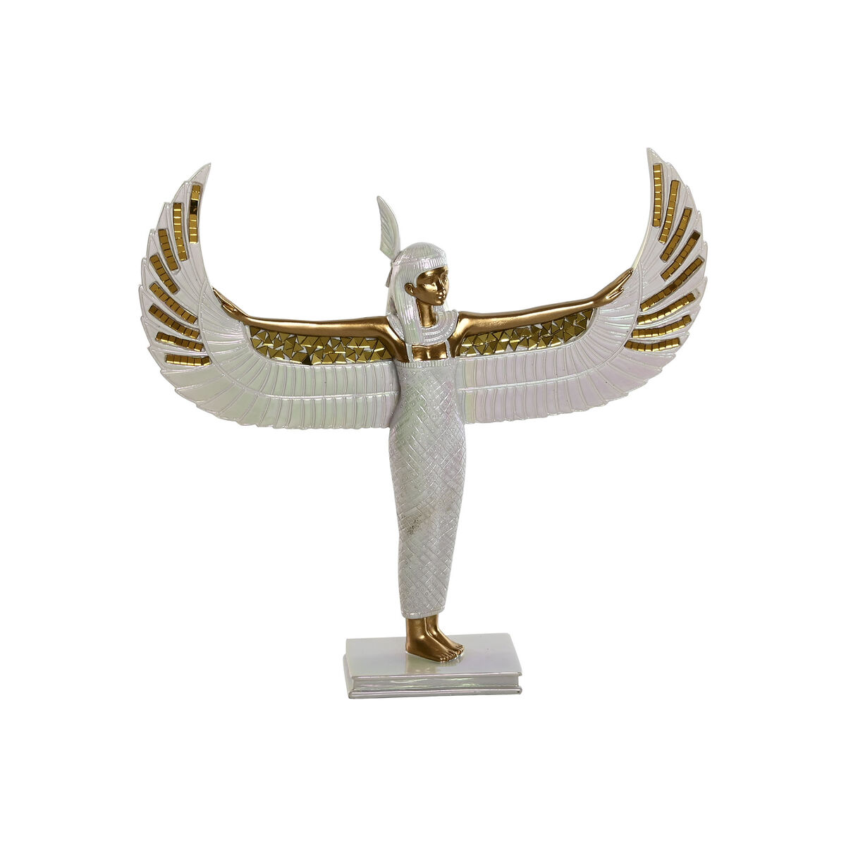 Statua Decorativa Home Esprit Bianco Dorato Resina Orientale 34 X 6,5 X 33,5 cm