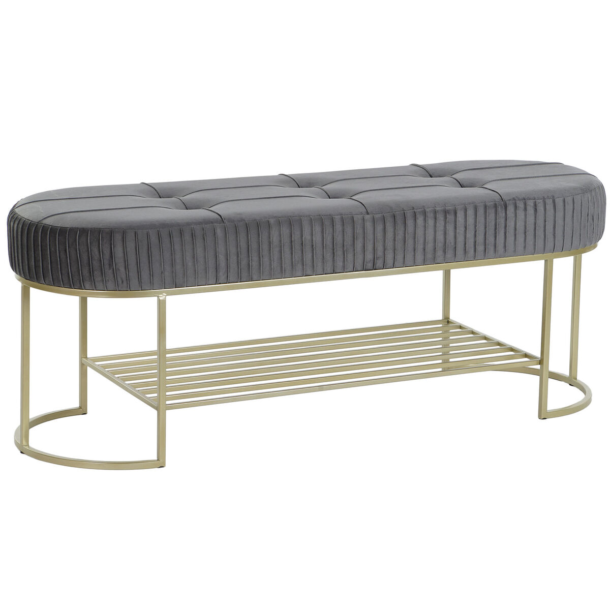 Panca Dkd Home Decor Grigio Dorato Metallo 120 X 40 X 45 cm