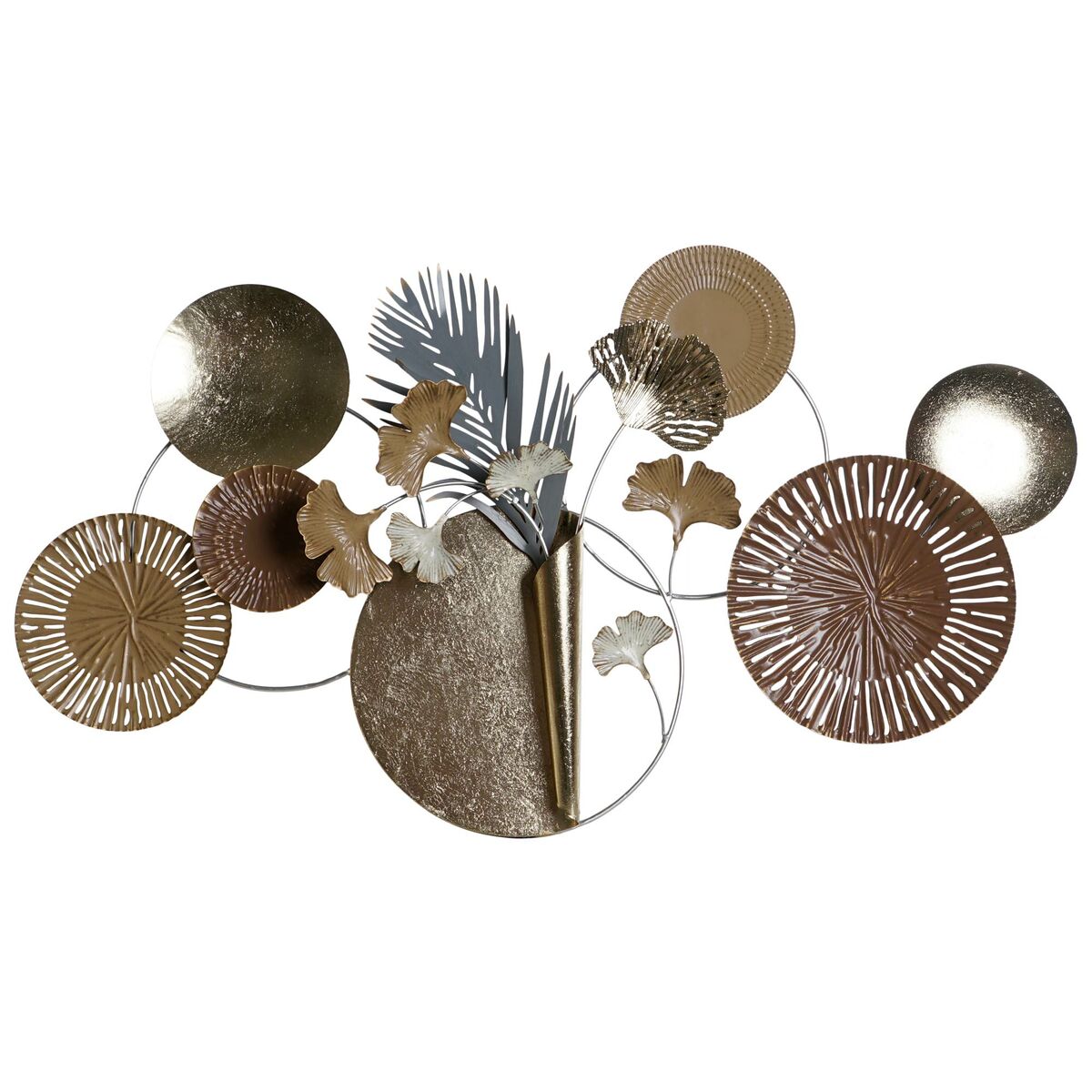 Statua Decorativa Dkd Home Decor 90 X 8,3 X 49 Cm Grigio Dorato Rame Cerchi