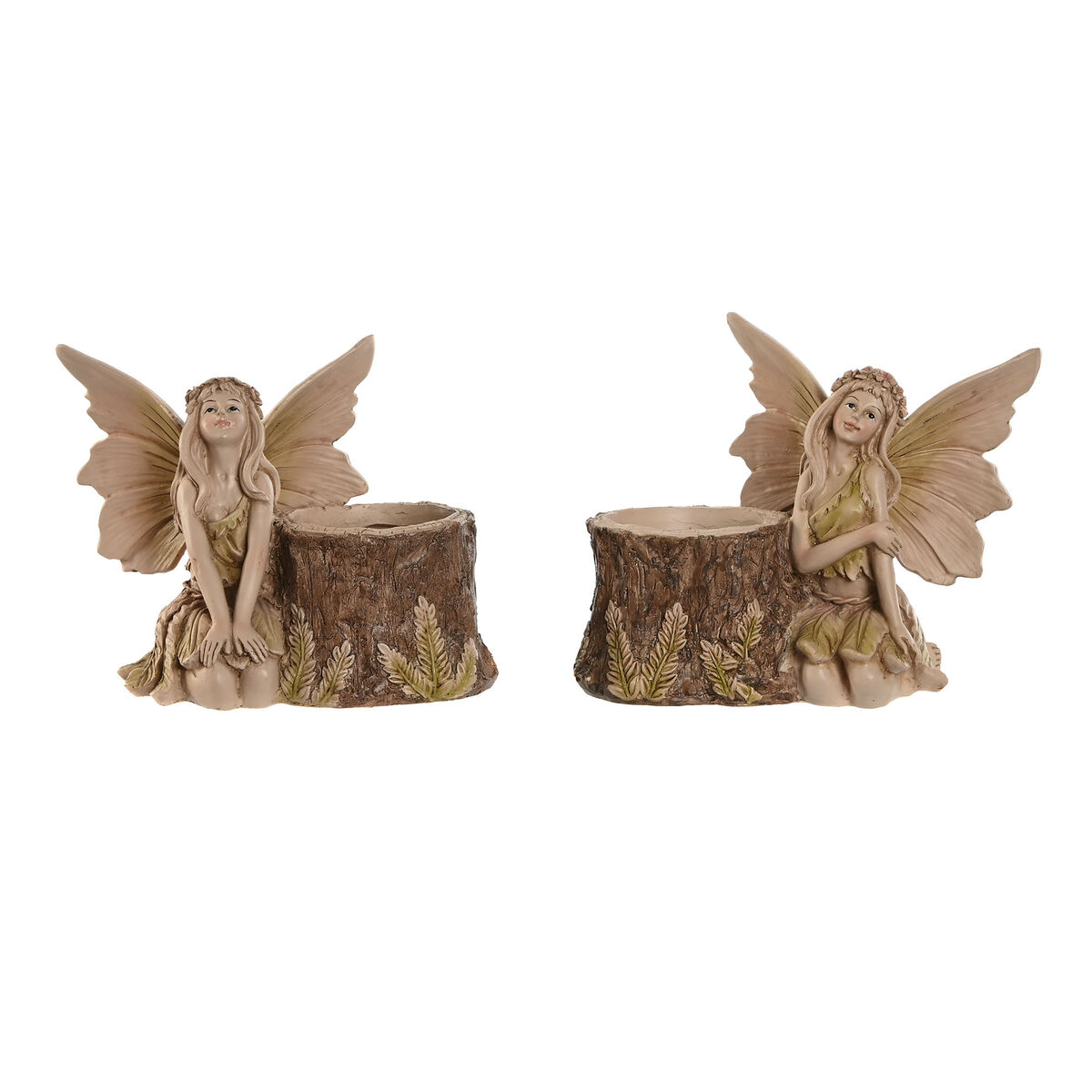 Statua Decorativa Home Esprit Marrone Fata 18 X 10 X 15 Cm (2 Unità)