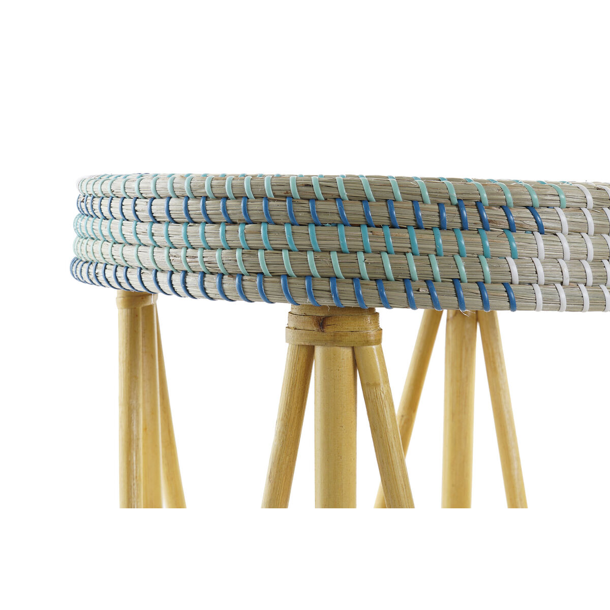 Poggiapiedi Dkd Home Decor Naturale Turchese Bianco Rattan Tropicale Erba Di Mare (41 X 41 X 42 Cm) - Image 4