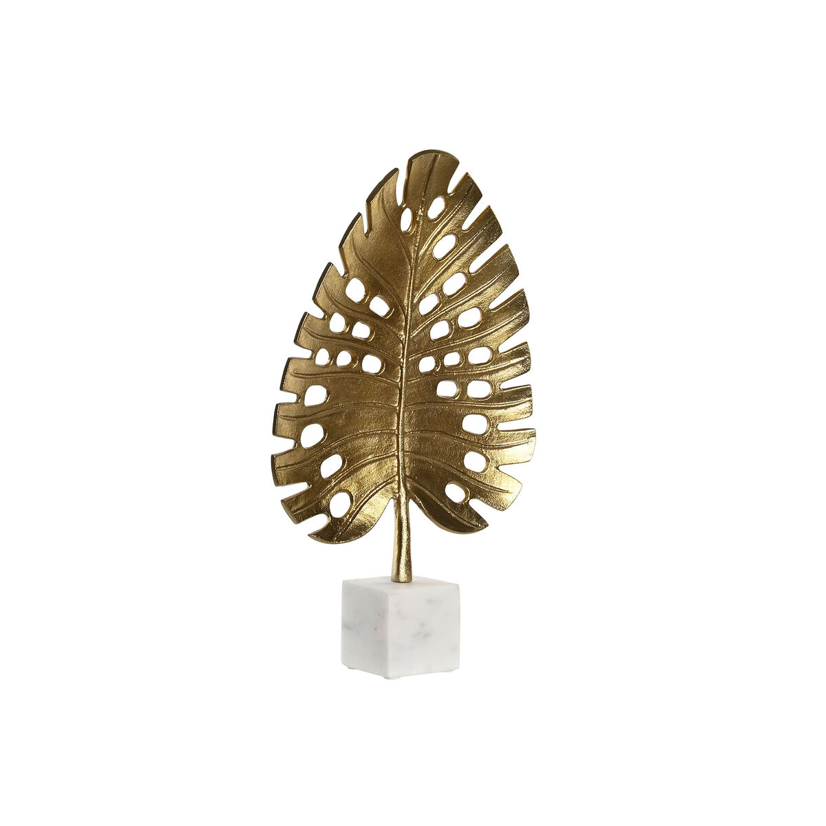 Statua Decorativa Dkd Home Decor 28 X 7,5 X 47 Cm Dorato Bianco Tropicale Foglia Della Pianta