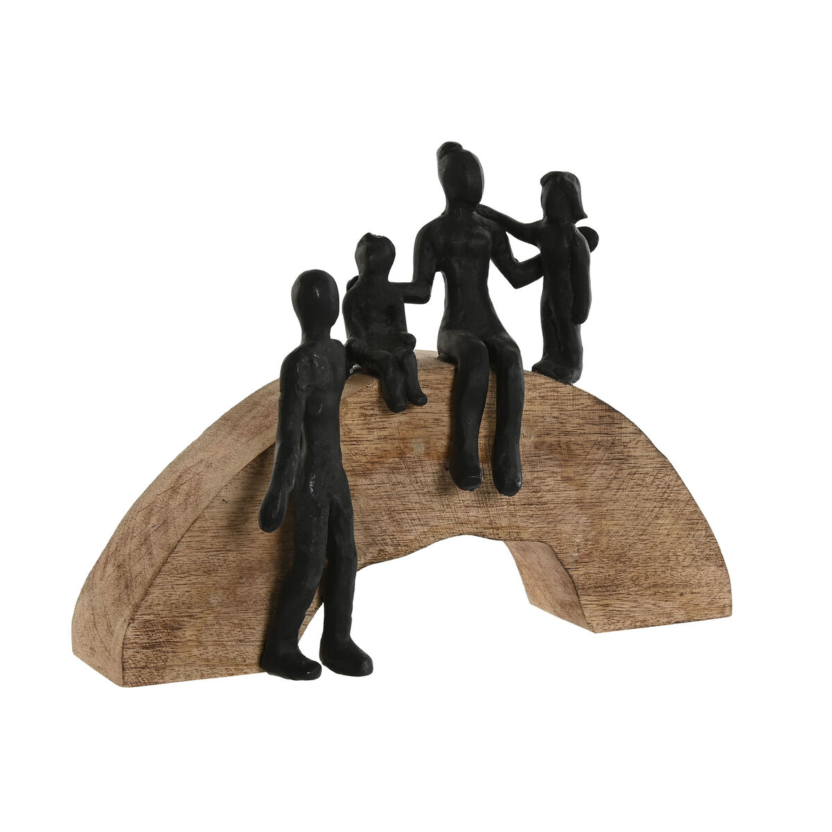 Statua Decorativa Home Esprit Marrone Nero Famiglia 26,5 X 9 X 20 cm