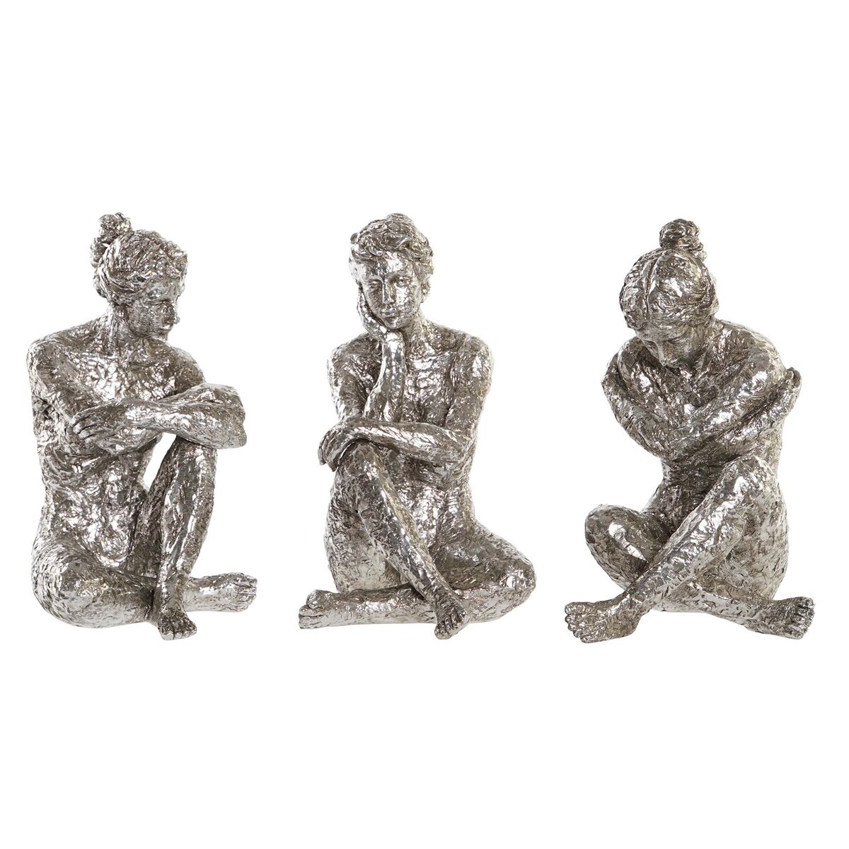 Statua Decorativa Dkd Home Decor 17 X 15 X 26 Cm Donna Argentato (3 Unità)