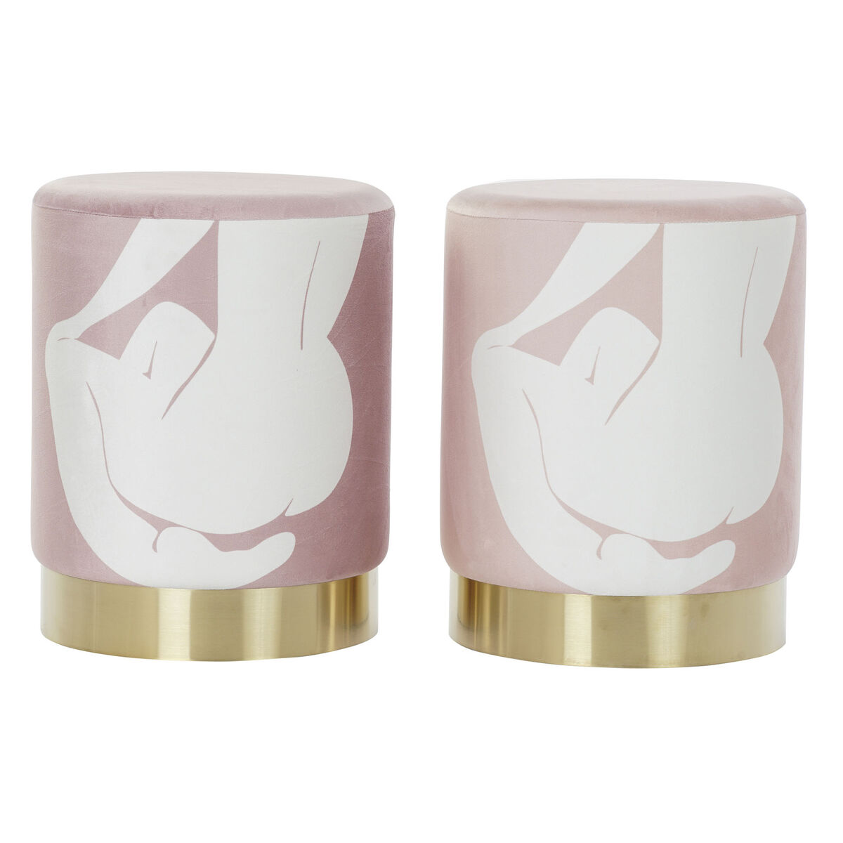 Poggiapiedi Dkd Home Decor Scandi Dorato Bianco Rosa Chiaro 30 X 30 X 38 Cm (2 Unità)
