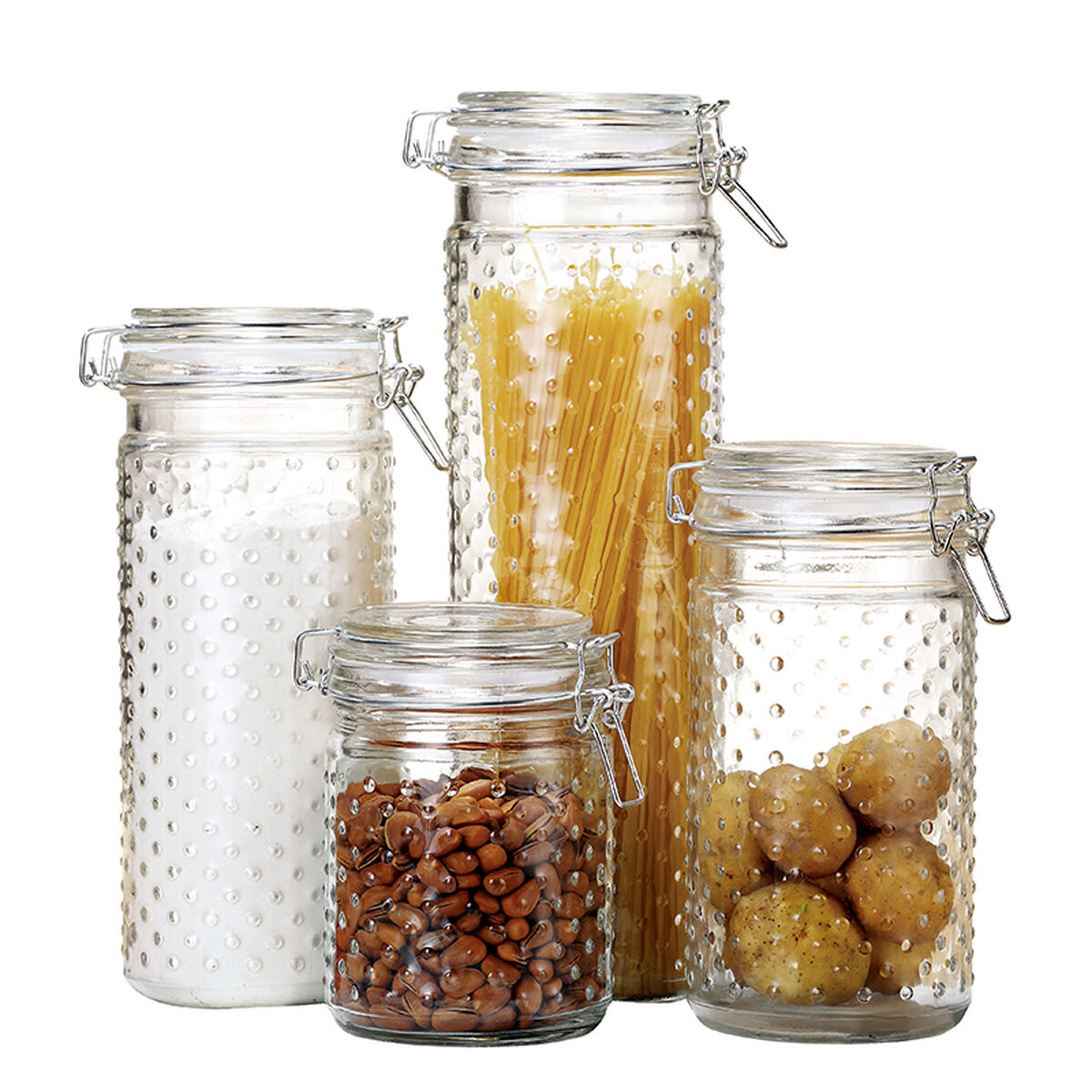 Set Di 4 Barattoli Dkd Home Decor Cristallo Trasparente Acciaio Inossidabile 10 X 10 X 33 cm