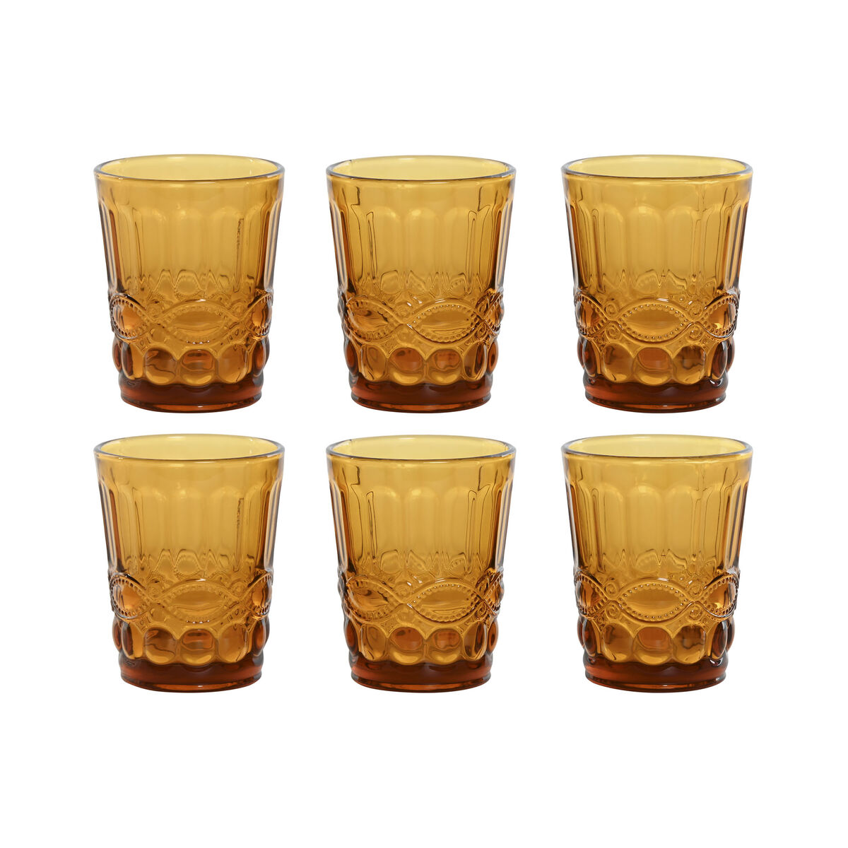 Set Di Bicchieri Home Esprit Ambra Cristallo Con Rilievo 240 Ml (6 Unità)