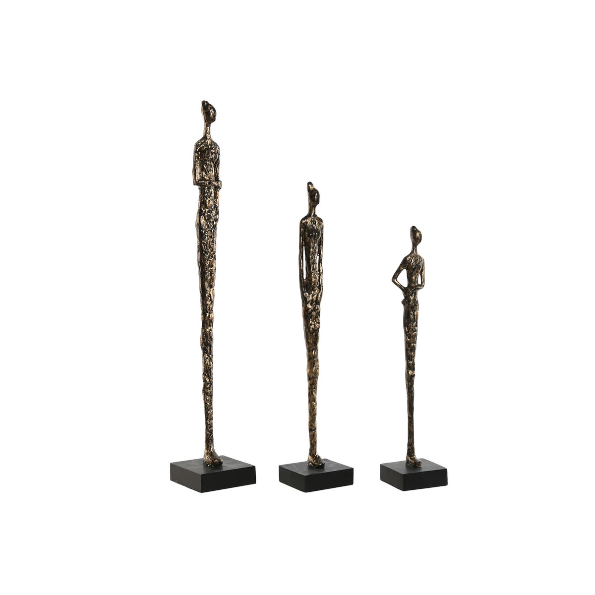Statua Decorativa Home Esprit Nero Grigio Scuro Moderno Persone 11,5 X 11,5 X 70 cm