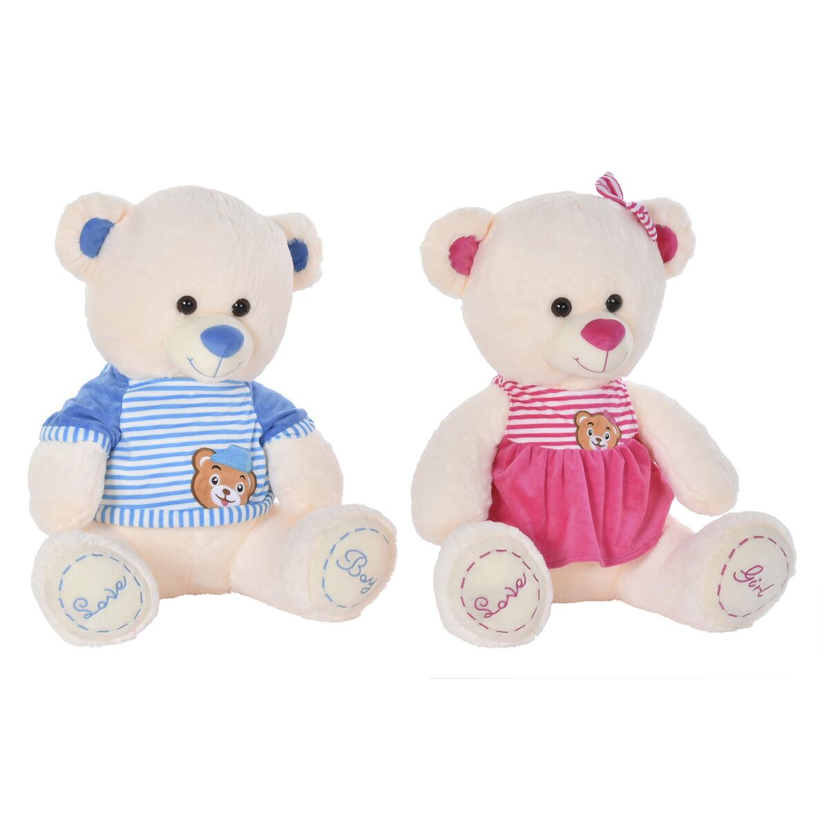 Orsetto Di Peluche Dkd Home Decor Beige Azzurro Rosa Per Bambini Orso 25 X 25 X 50 Cm (2 Unità)