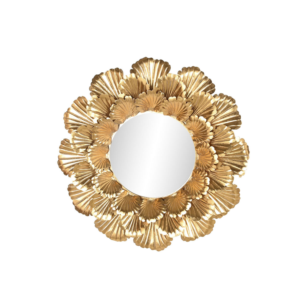 Specchio Da Parete Home Esprit Dorato Foglia Della Pianta 76,5 X 8 X 76,5 cm